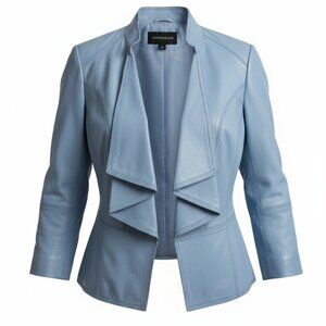 Leather jacket, White House Black Market, Light blue Cascade lapel